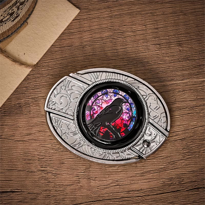 Cintura in pelle con fibbia a coltello pieghevole nascosto fai-da-te Witchy Raven - image 10