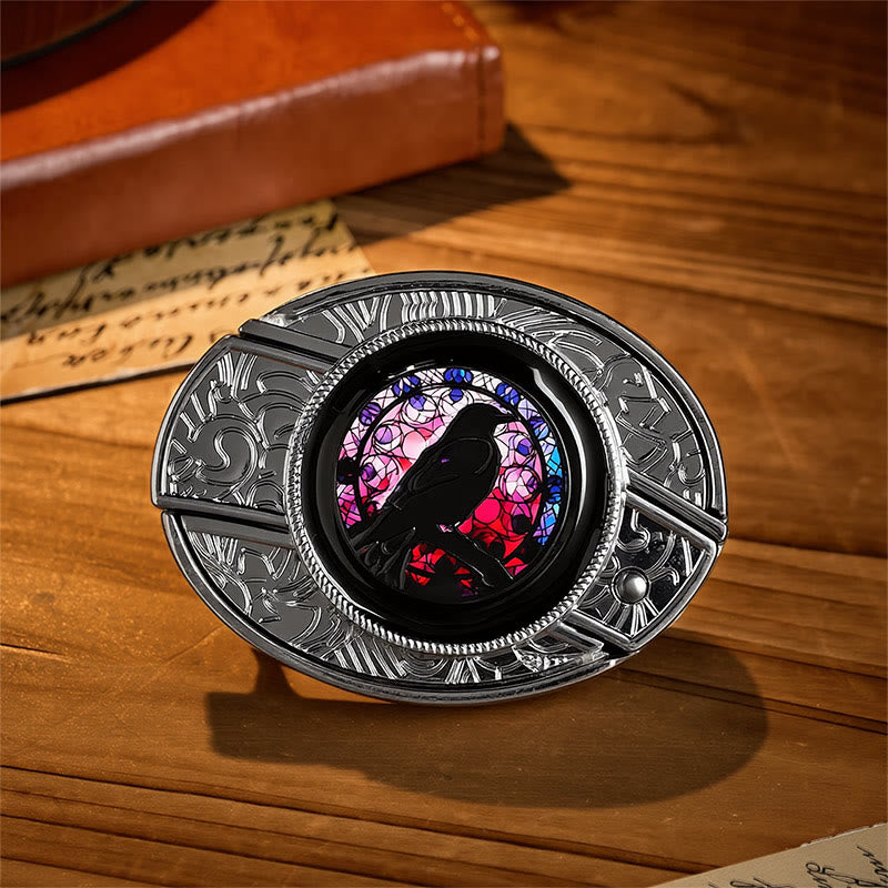Cintura in pelle con fibbia a coltello pieghevole nascosto fai-da-te Witchy Raven - Corvo - Senza cintura - Cintura non inclusa - image 0