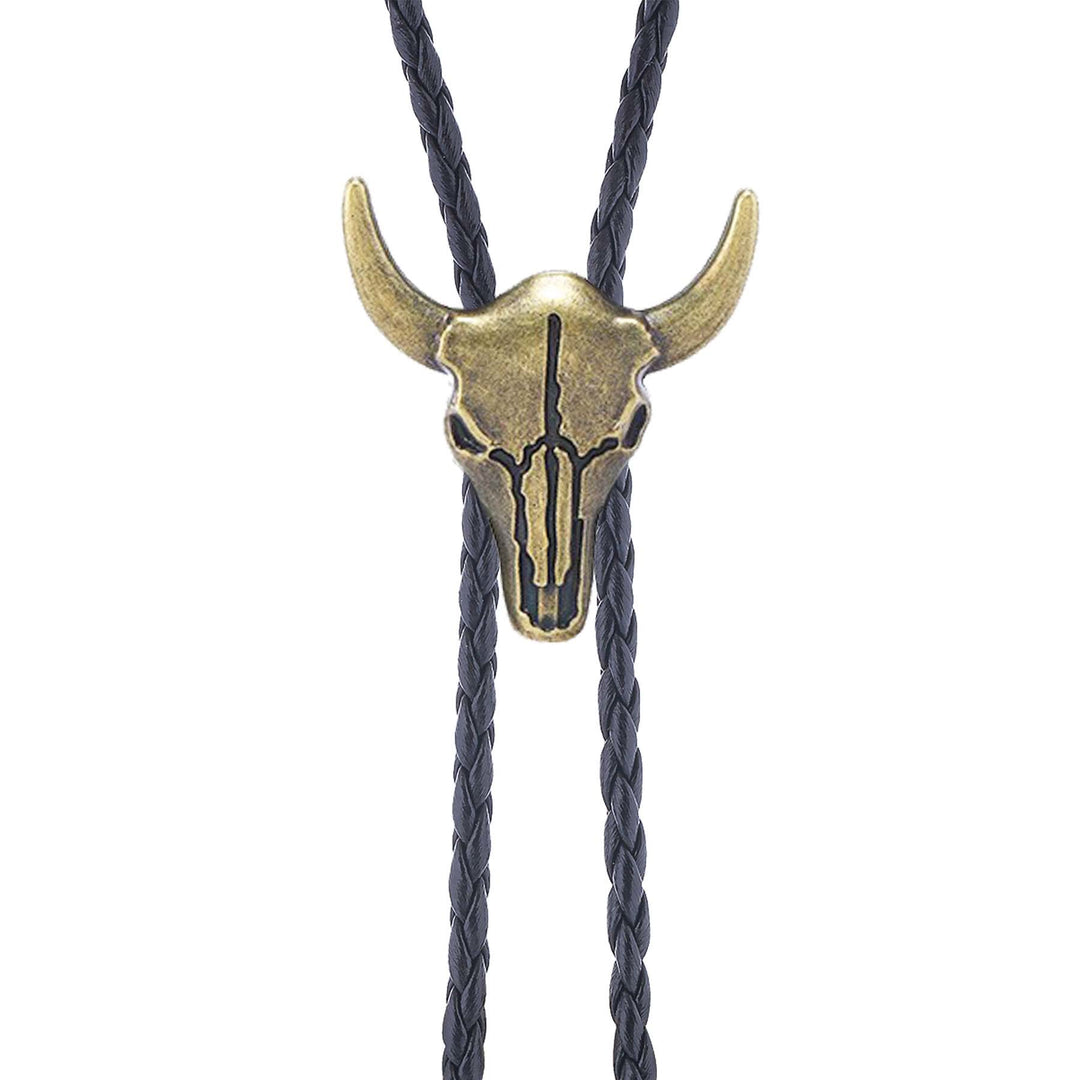 Bolo da cowboy vintage con teschio di toro in bronzo - image 2