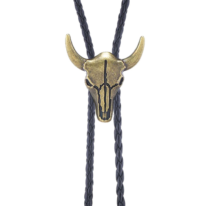 Bolo da cowboy vintage con teschio di toro in bronzo - image 2