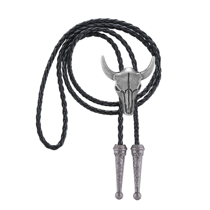 Bolo da cowboy vintage con teschio di toro in bronzo - image 8