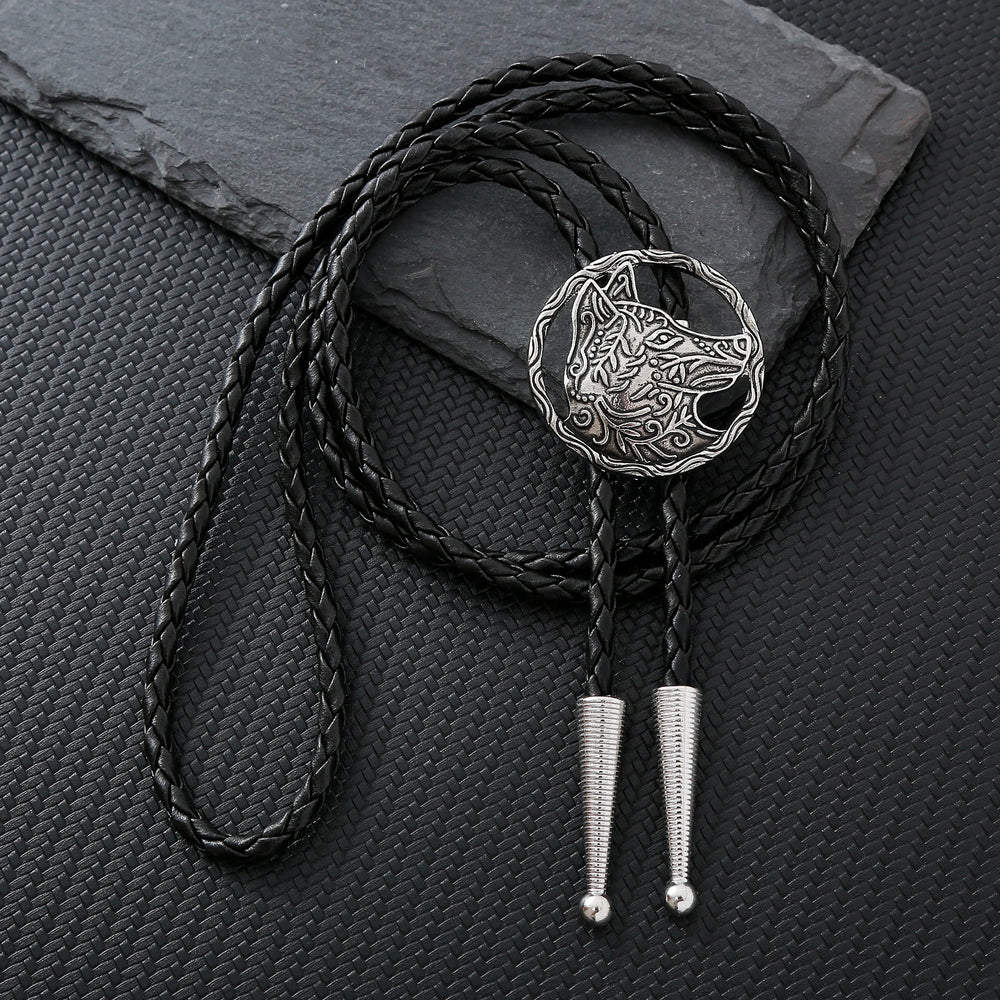 Bolo vintage in oro antico con testa di lupo cava - Argento - image 1