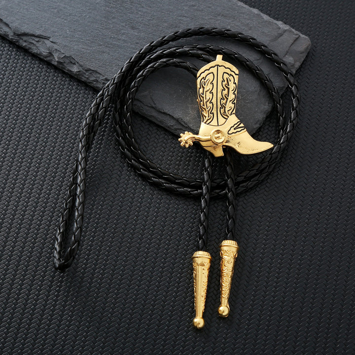 Stivali da cowboy vintage in stile western, cravatta bolo - D'oro - image 0