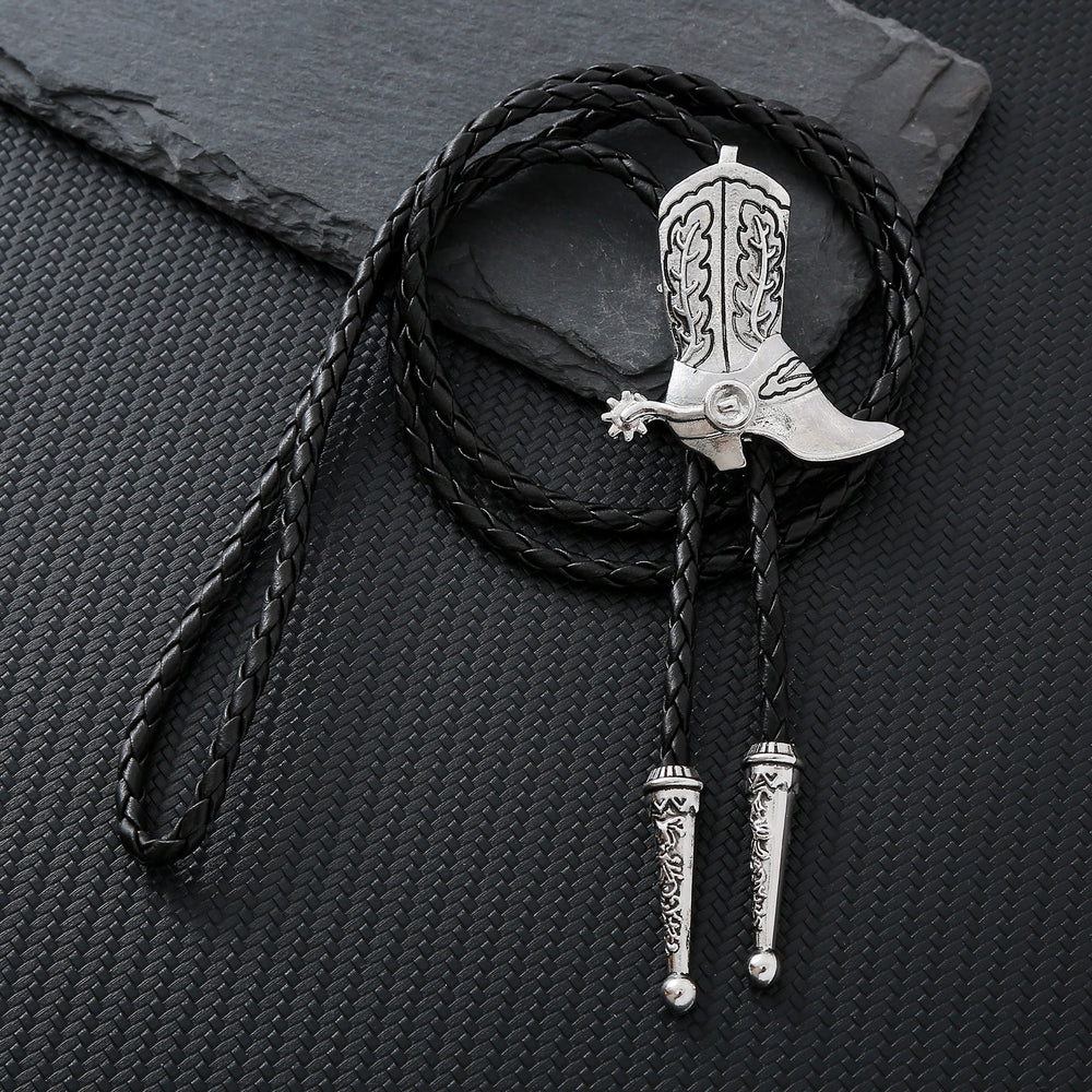 Stivali da cowboy vintage in stile western, cravatta bolo - Argento - image 1