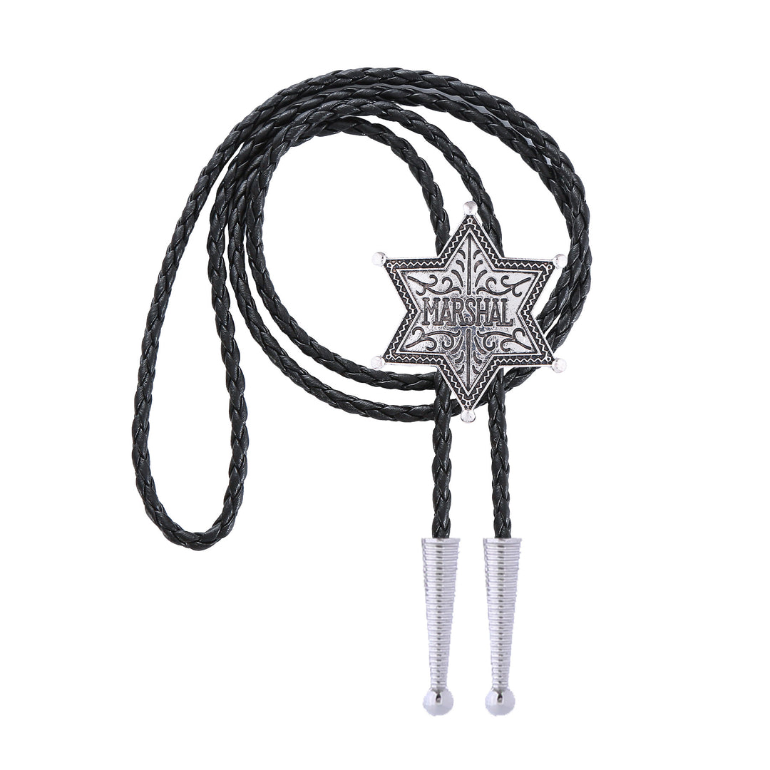 Cravatta bolo vintage Western Marshal con stemma a stella esagrammata e bolo. - image 4