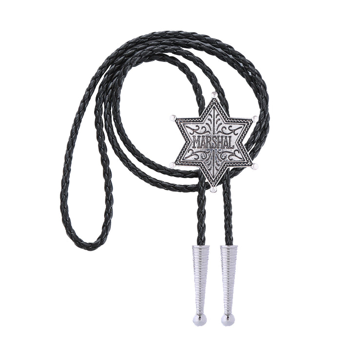Cravatta bolo vintage Western Marshal con stemma a stella esagrammata e bolo. - image 4