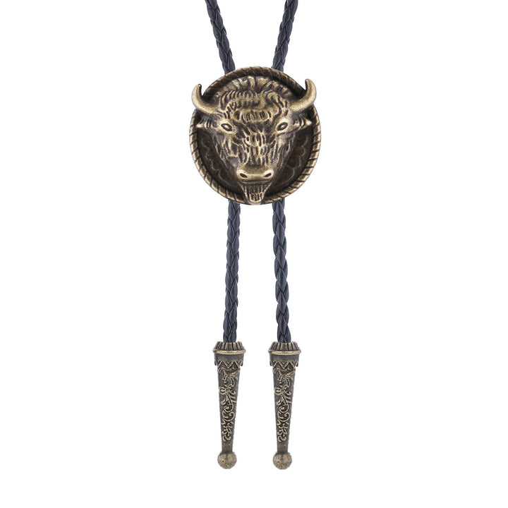 Cravatta Bolo Old West con medaglione con testa di bufalo - image 3