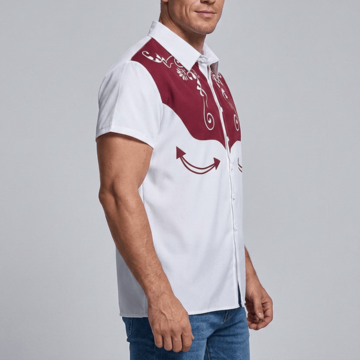 Camicia da uomo vintage western con stampa floreale e bottoni - image 3