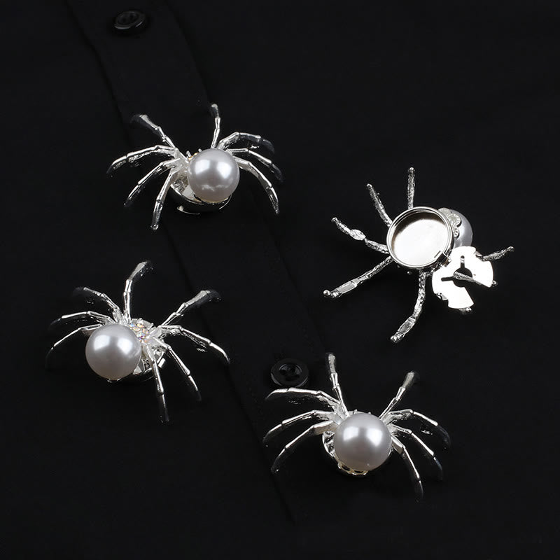1 paio di copribottoni a scatto per camicia a forma di ragno con ragnatela di perle - image 6