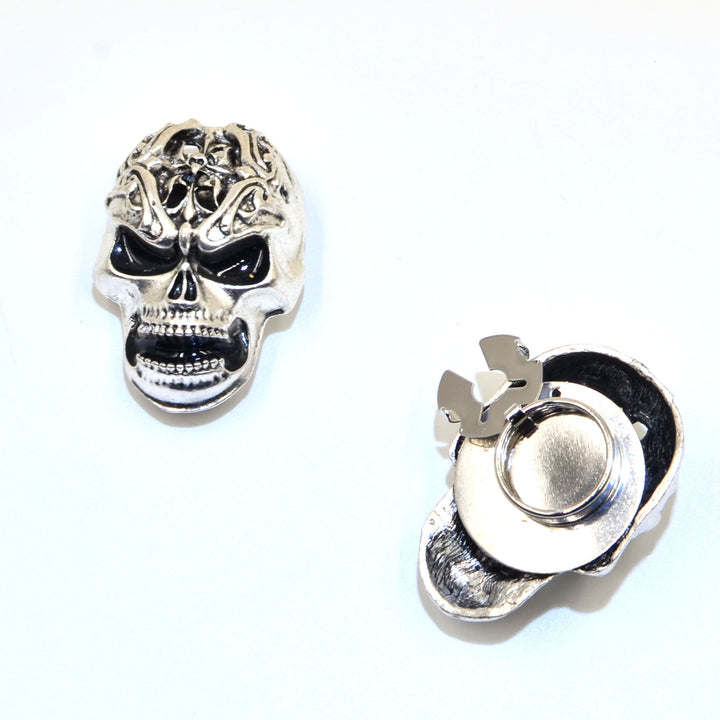 1 paio di copribottoni a pressione con teschio Vanitas per camicia - Argento - image 1