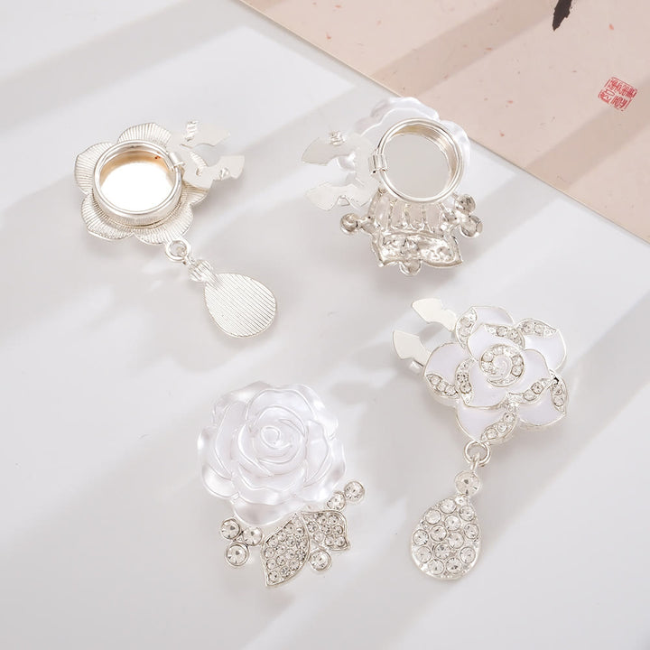 1 paio di copribottoni per camicia a forma di insetto con rose bianche eterne, da applicare con un bottone a pressione. - image 6
