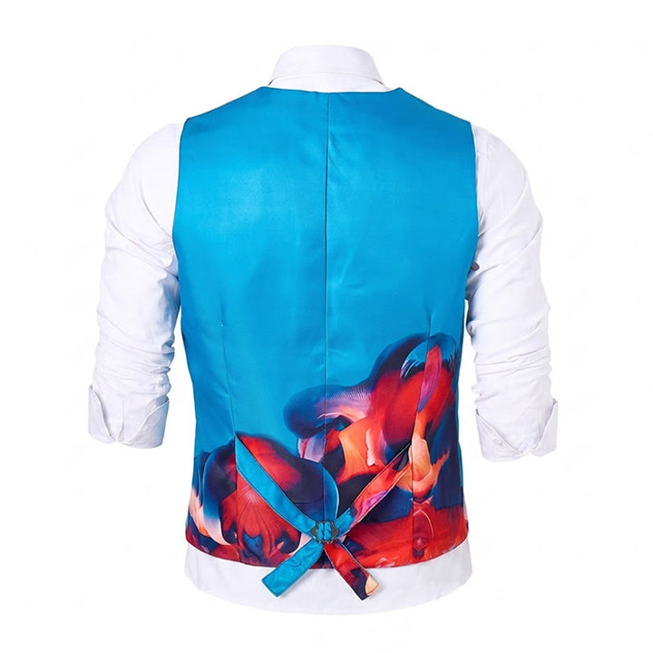 Gilet da uomo con stampa artistica astratta e blocchi di colore - image 11