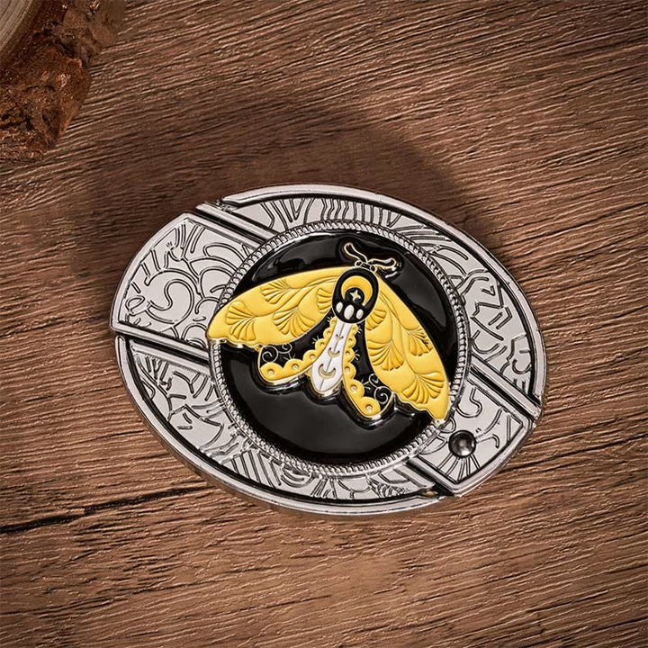 Cintura in pelle con fibbia a coltello pieghevole nascosto fai-da-te con smalto giallo falena - image 9