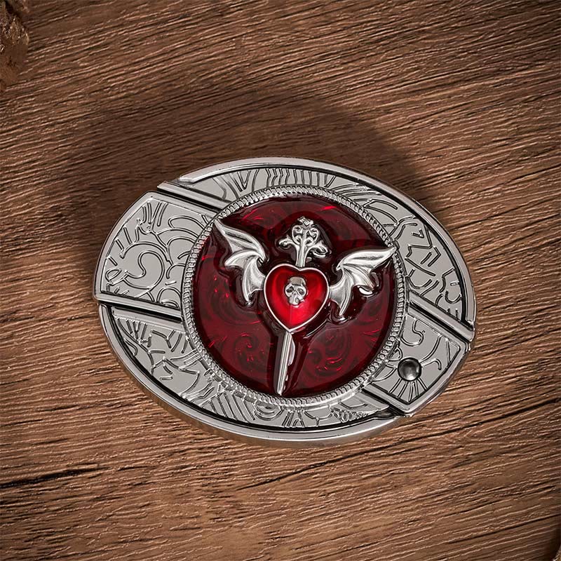 Cintura in pelle con fibbia a coltello pieghevole nascosto fai-da-te Wings & Dagger Red Heart - image 10