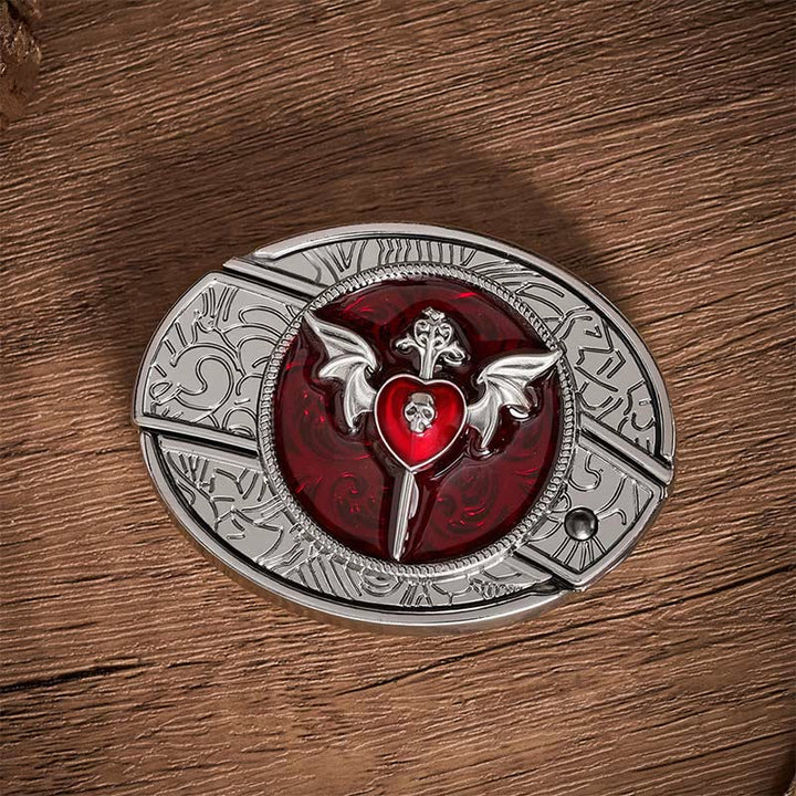 Cintura in pelle con fibbia a coltello pieghevole nascosto fai-da-te Wings & Dagger Red Heart - image 10