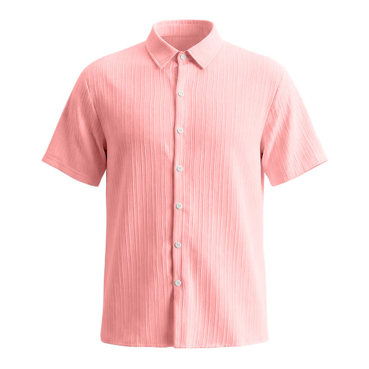 Camicia casual da uomo in jacquard a righe di cotone e lino - image 37