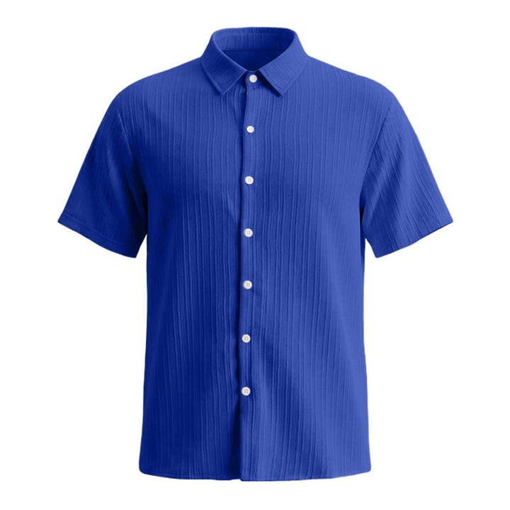 Camicia casual da uomo in jacquard a righe di cotone e lino - image 34