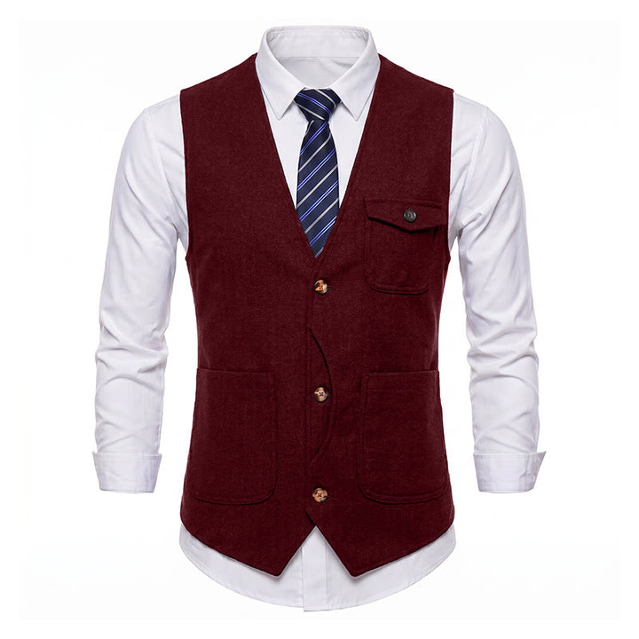 Gilet da uomo americano vintage a spina di pesce, antipiega. - image 25