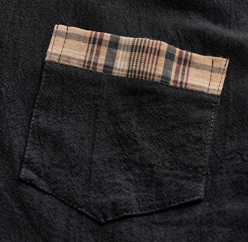 Camicia da uomo in cotone a quadri stile vintage con inserti patchwork. - image 11