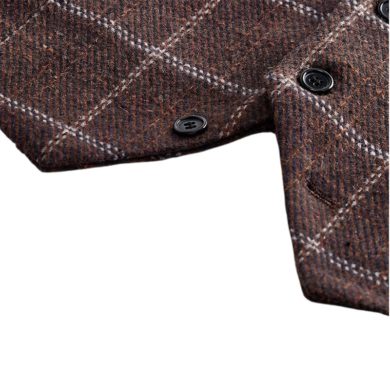 Gilet da uomo a quadri con revers a tacca, ideale per feste e occasioni informali. - image 12