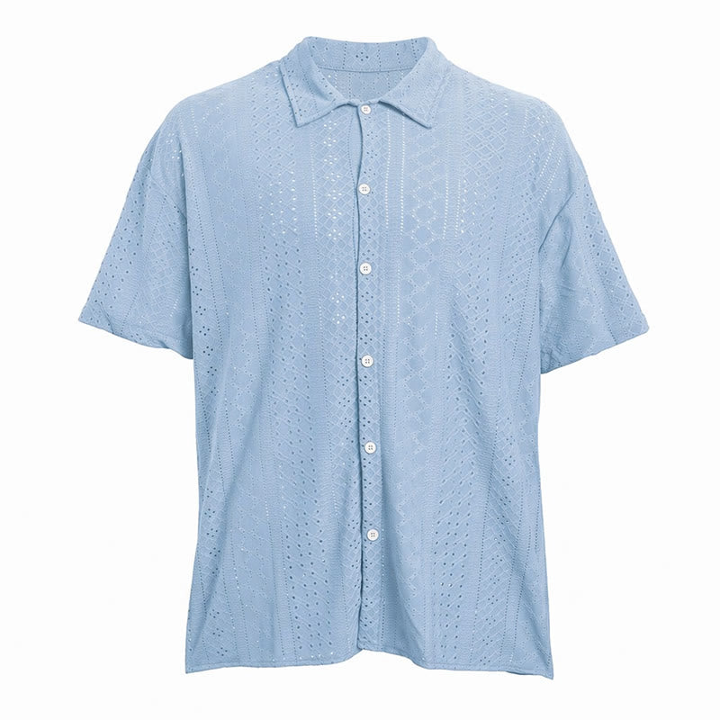 Camicia da uomo sportiva casual in cotone jacquard - image 17