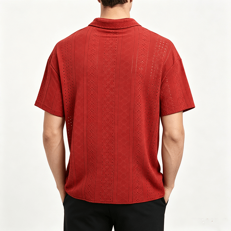 Camicia da uomo sportiva casual in cotone jacquard - image 3