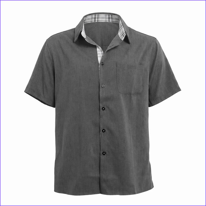 Camicia da uomo a maniche corte in lino tinta unita con bottoni - image 31