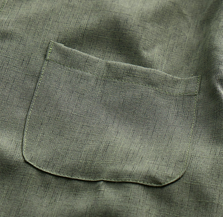 Camicia da uomo a maniche corte in lino tinta unita con bottoni - image 17