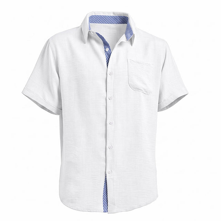 Camicie casual estive da uomo con taschino interno a righe a contrasto - image 16