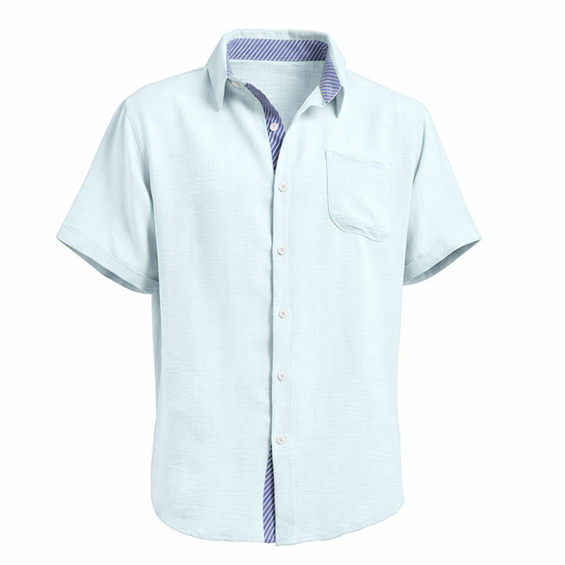 Camicie casual estive da uomo con taschino interno a righe a contrasto - image 19