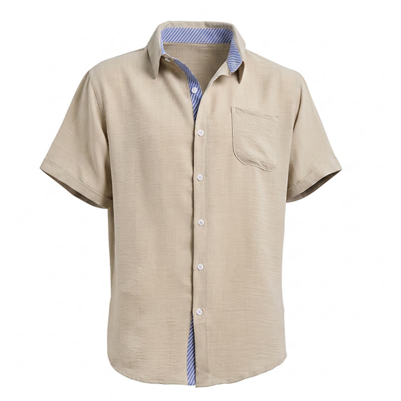 Camicie casual estive da uomo con taschino interno a righe a contrasto - image 14