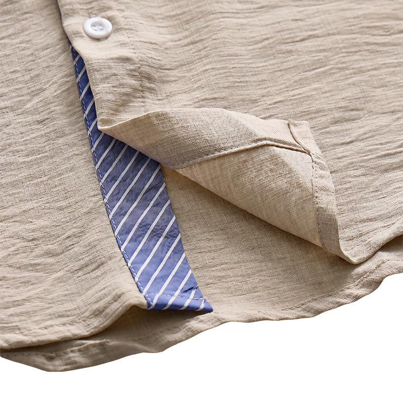 Camicie casual estive da uomo con taschino interno a righe a contrasto - image 12