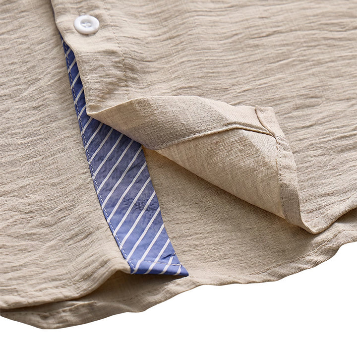 Camicie casual estive da uomo con taschino interno a righe a contrasto - image 12