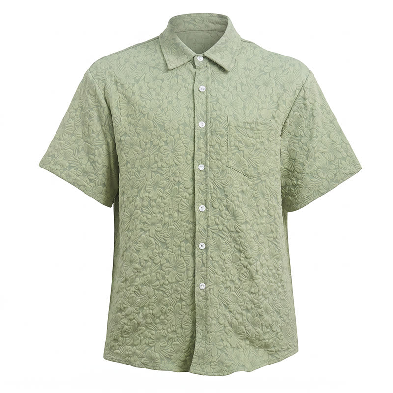 Camicie da uomo in cotone testurizzato con stampa floreale, perfette per l'estate e il tempo libero. - image 11
