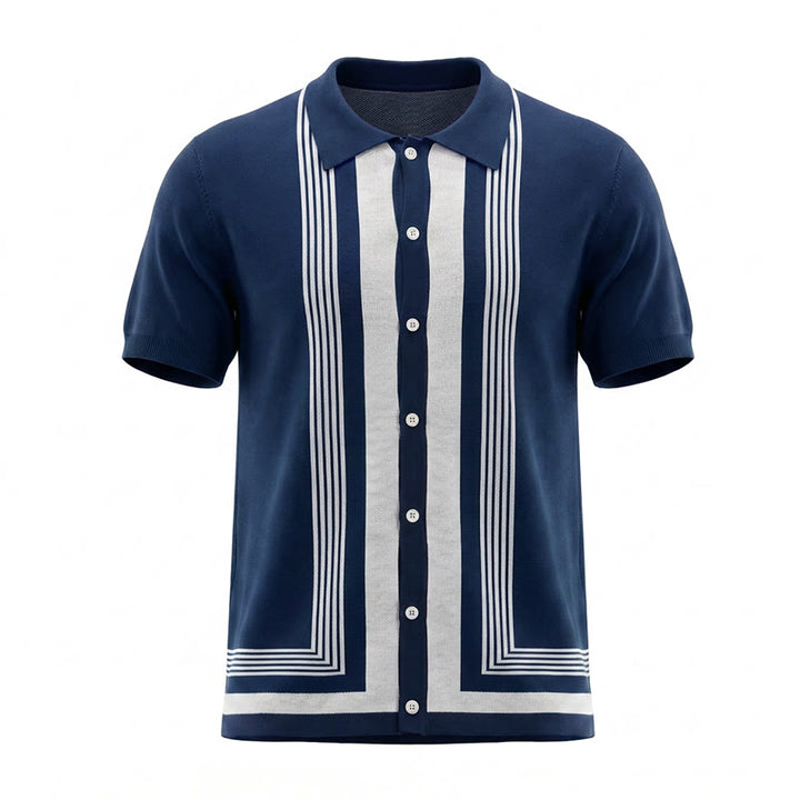 Camicia da uomo estiva a righe con blocchi di colore - image 14