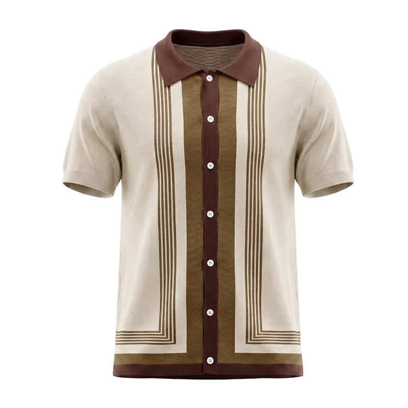 Camicia da uomo estiva a righe con blocchi di colore - image 13
