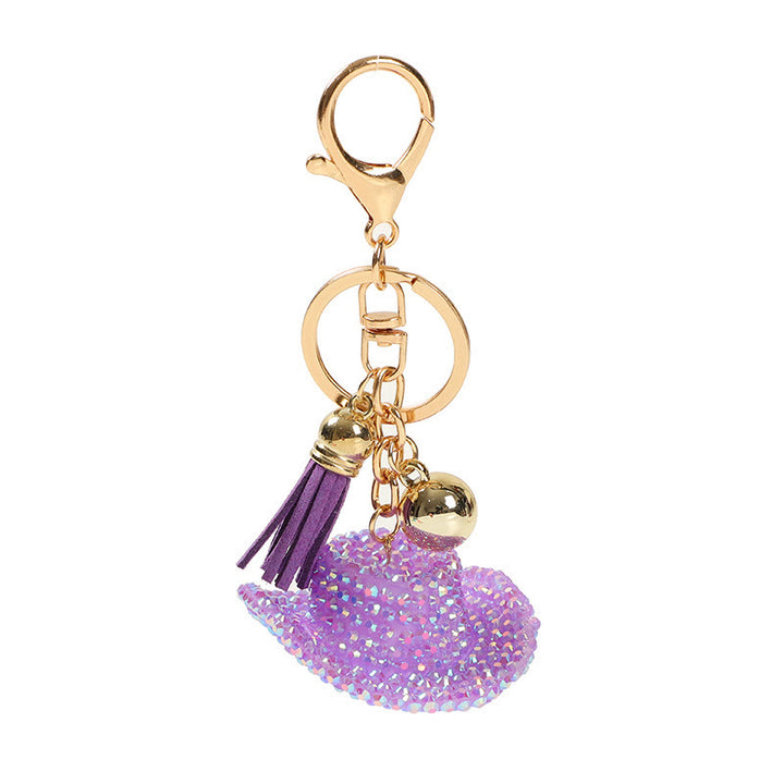 Portachiavi con cappello da cowboy western scintillante e tempestato di strass. - Viola - image 8