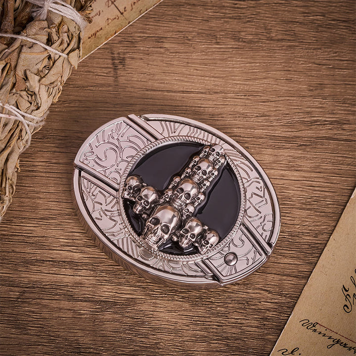 Cintura in pelle con fibbia a coltello pieghevole nascosto, teschio e croce di lusso, stile dark luxury fai-da-te. - image 9