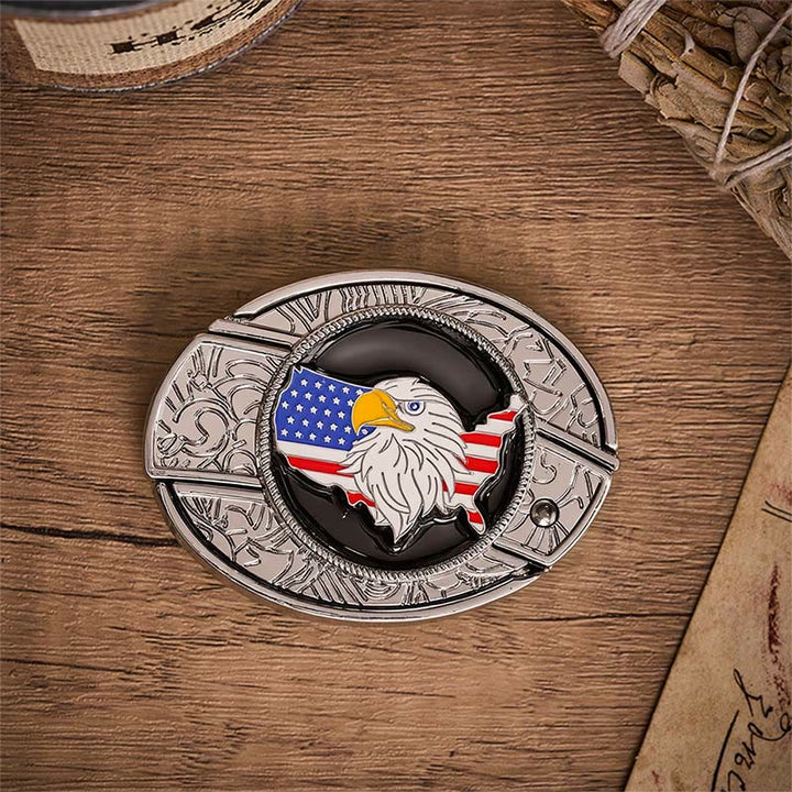 Cintura in pelle con fibbia a coltello pieghevole nascosto e bandiera americana Freedom Eagle. - image 9
