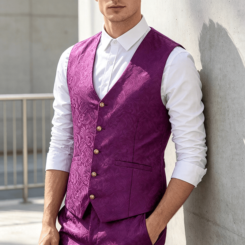 Gilet da uomo in jacquard testurizzato per feste di Halloween. - Viola - 2XL - image 7