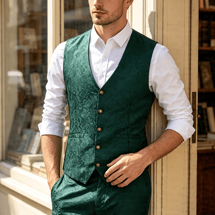 Gilet da uomo in jacquard testurizzato per feste di Halloween. - Verde - 2XL - image 8