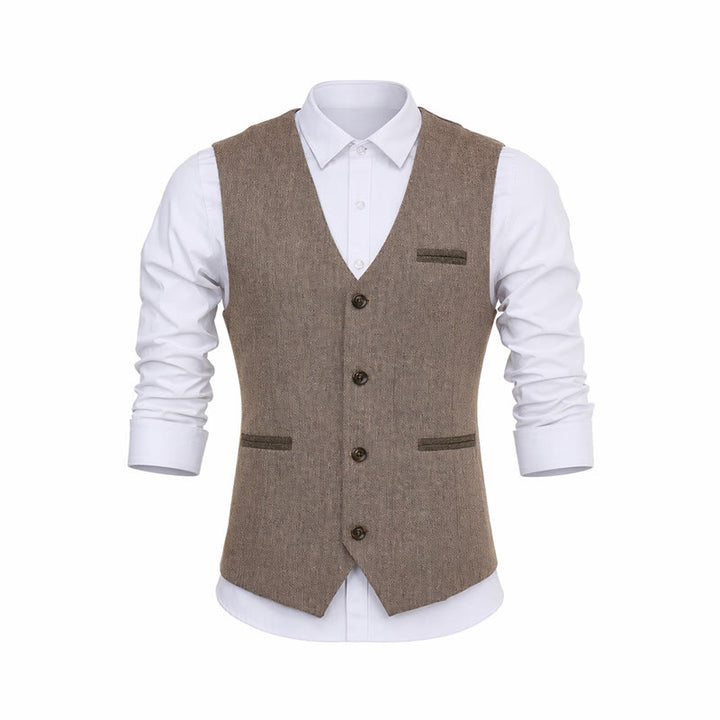 Gilet da uomo casual da completo, stile vintage, con texture, adatto a tutte le stagioni. - image 11