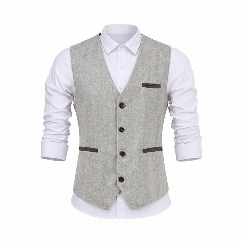 Gilet da uomo casual da completo, stile vintage, con texture, adatto a tutte le stagioni. - image 14