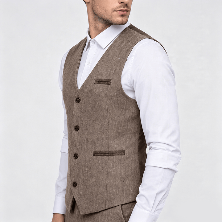 Gilet da uomo casual da completo, stile vintage, con texture, adatto a tutte le stagioni. - image 2