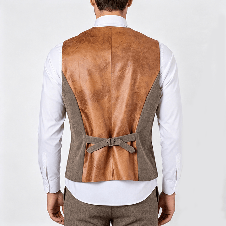 Gilet da uomo casual da completo, stile vintage, con texture, adatto a tutte le stagioni. - image 3