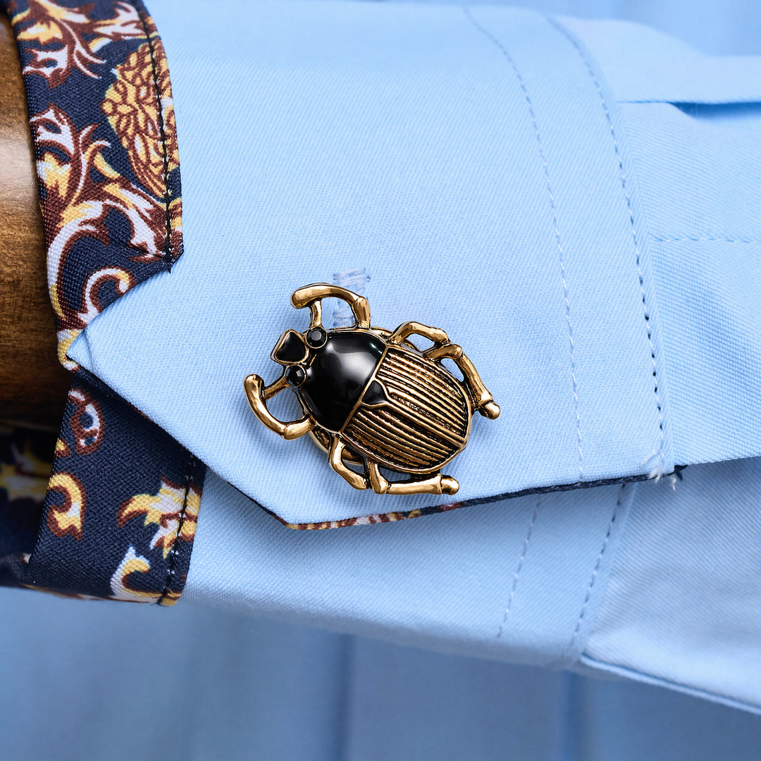 1 paio di copribottoni a scatto con sigillo a forma di scarabeo per camicia. - image 3