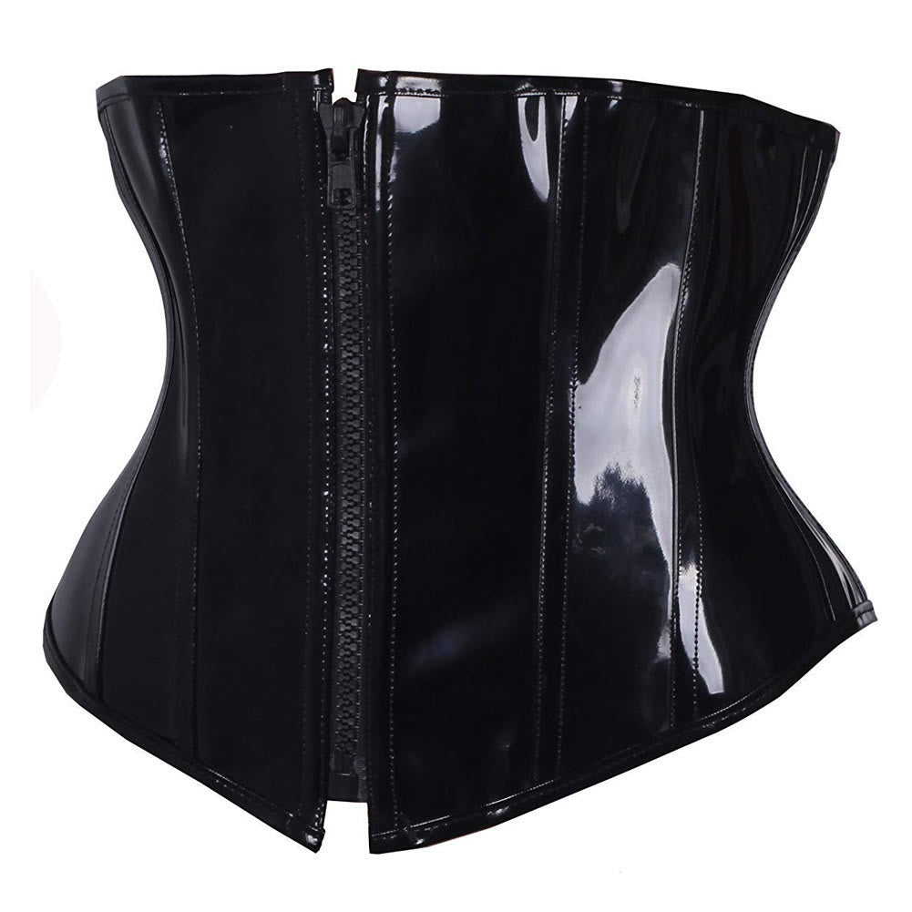 Corsetto modellante con cerniera in similpelle, allacciatura regolabile e controllo addominale. - image 3