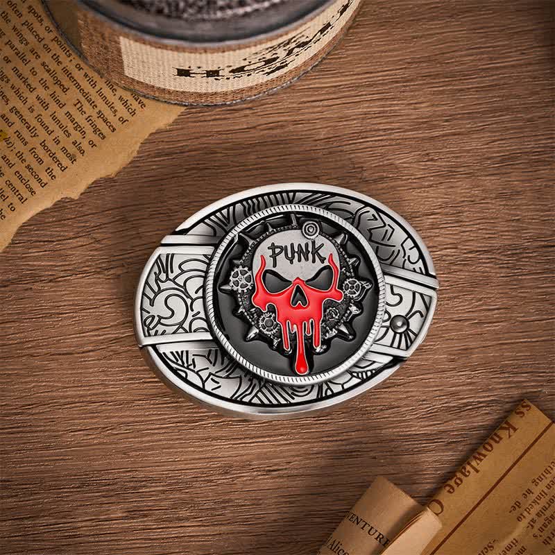 Cintura in pelle con fibbia a coltello pieghevole nascosto fai-da-te a tema Blood Punk Skull. - image 9