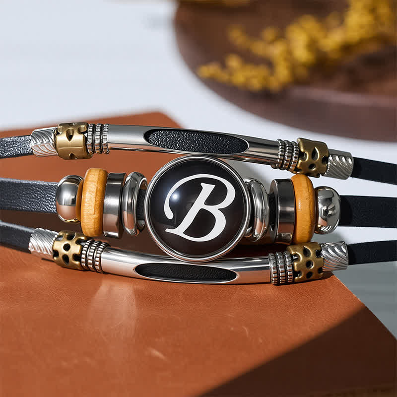 Bracciale in pelle con gemma e iniziale "Time" (26 pezzi). - image 5