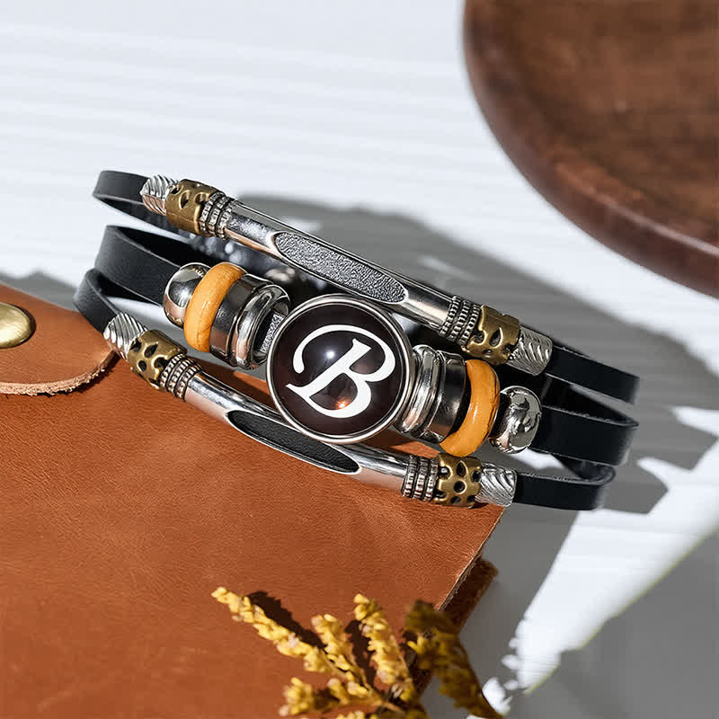 Bracciale in pelle con gemma e iniziale "Time" (26 pezzi). - image 3